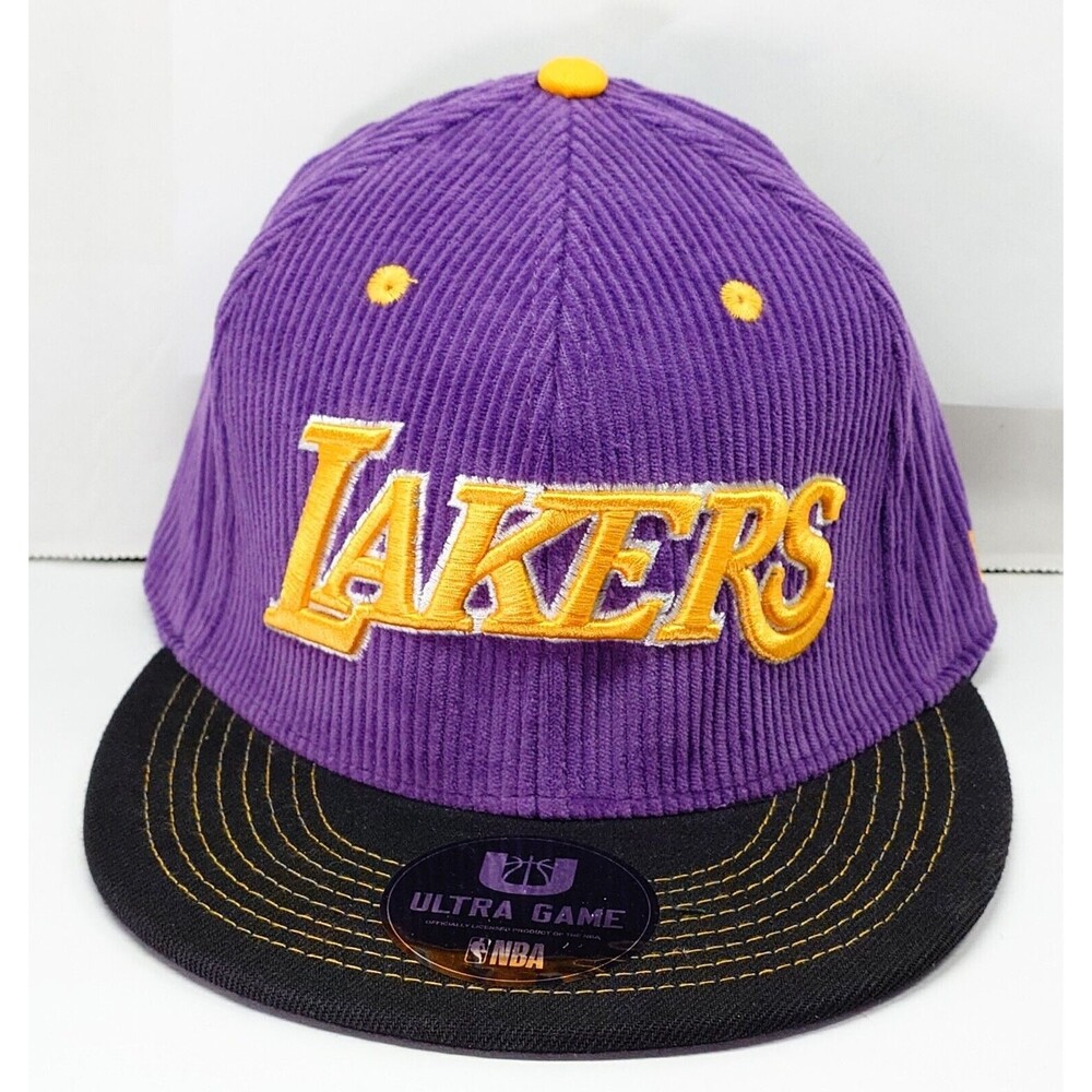 LA Lakers CAP Purple / Black Corduroy Ultra Game Men’s Snap Back Hat NEW NBA